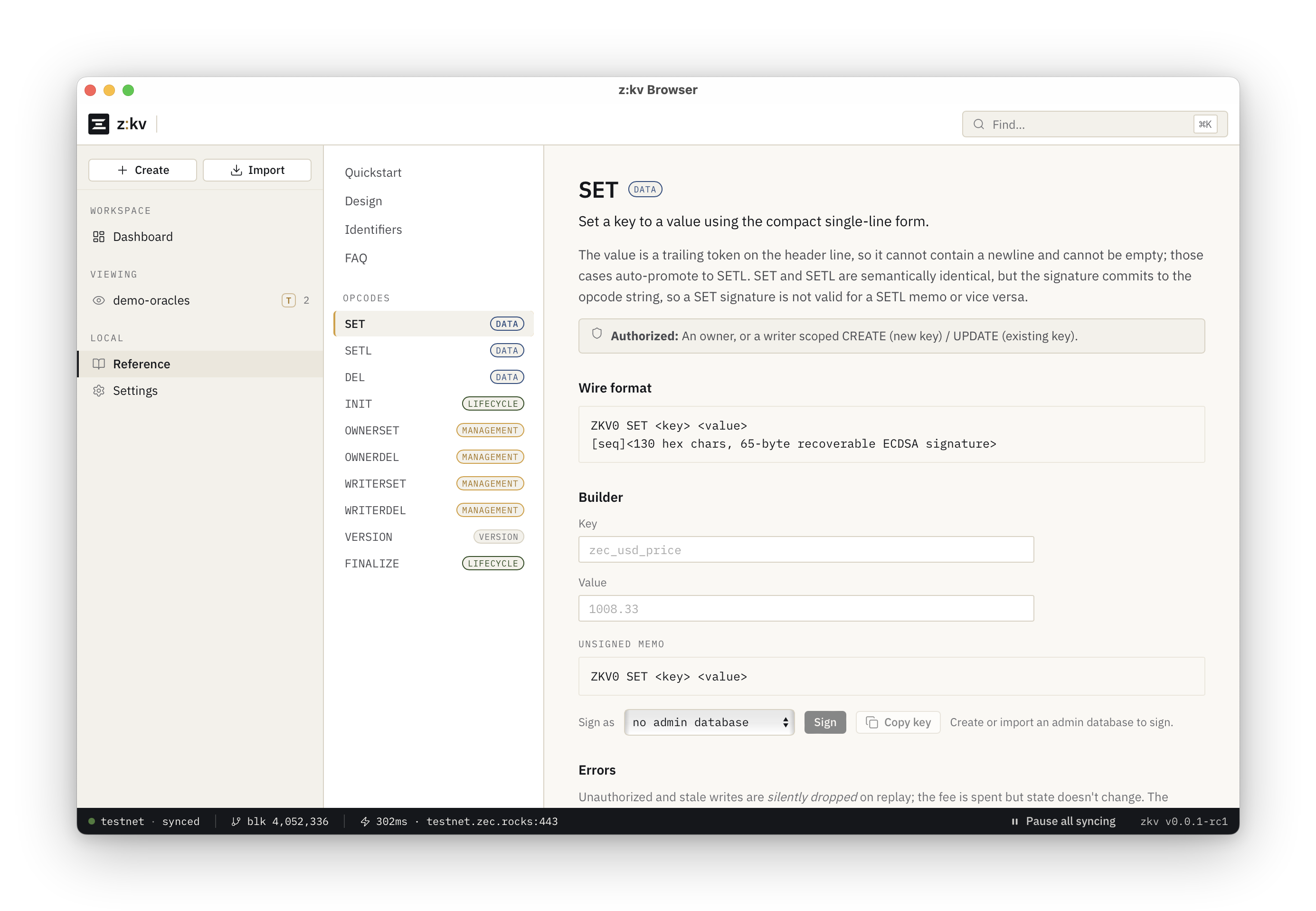 z:kv Browser: Browse tab showing a key's current value